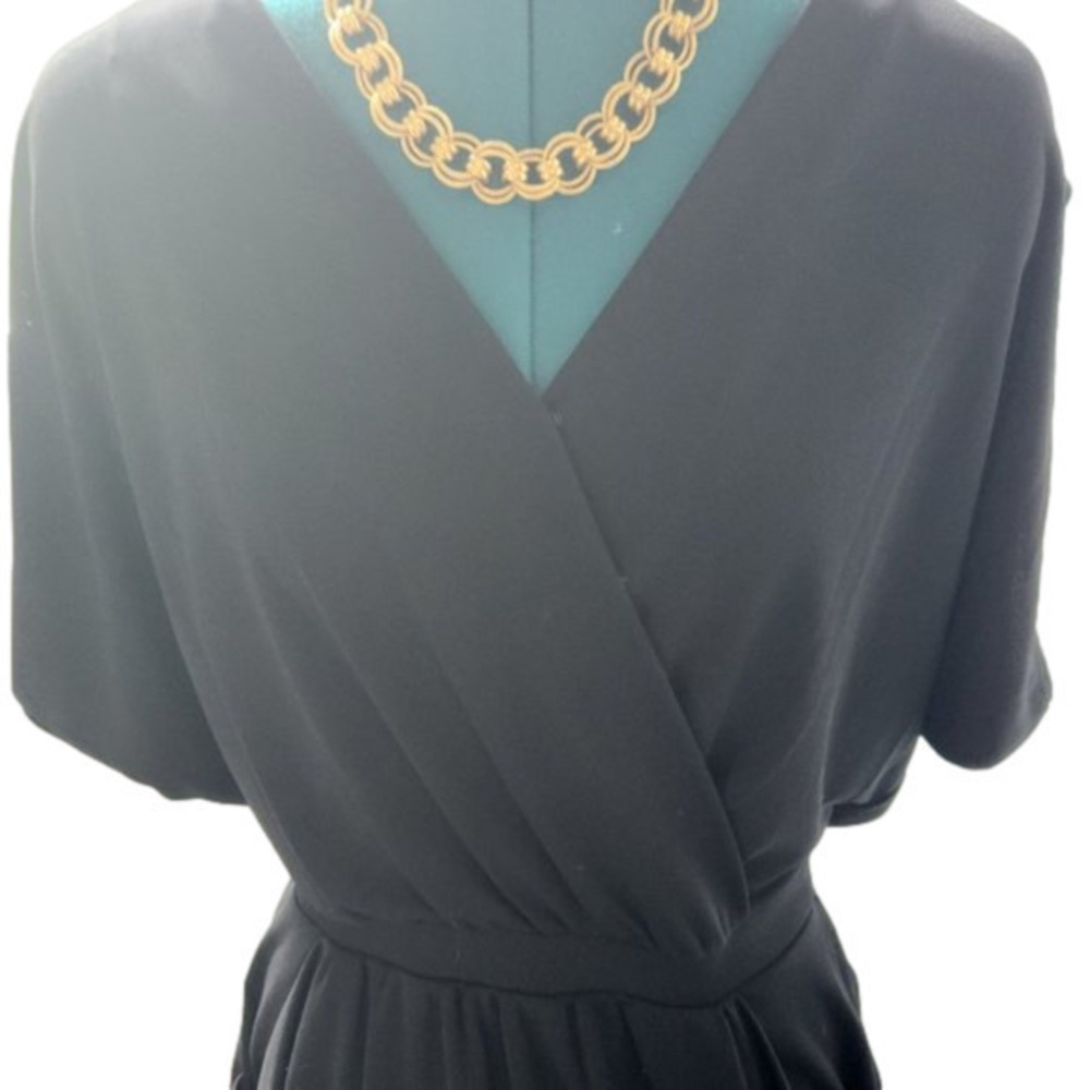 P004. RACHEL Rachel Roy Black Mini Dress V-Neck Wrap Top |L